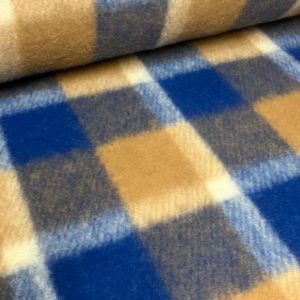 Mantelstof ruit blauw