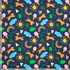 Katoen-tricot creative chaos blue