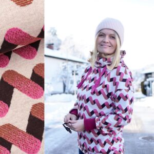 Jacquard Alb Stoffe, up and down pink