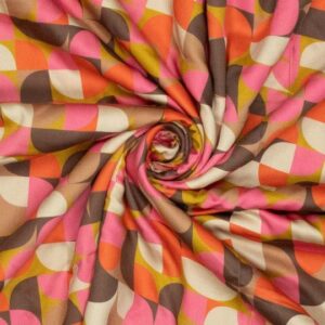 Viscose satin retro geo