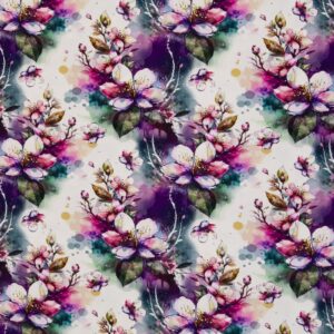 Viscose-tricot colorfull flowers