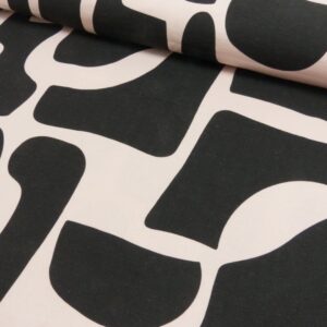 French Terry abstract shapes blacksoft pink