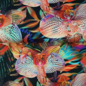 Cotton Satin stretch Orchid Jungle