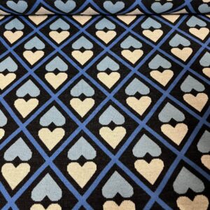 Jacquard Alb Stoffe, hand on heart, ass blue
