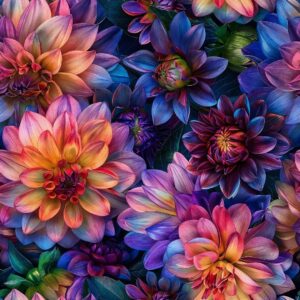French Terry colorfull flowers