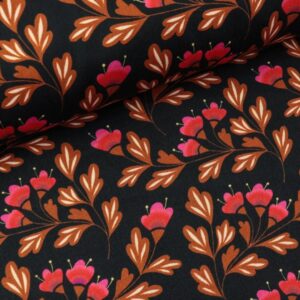 Biologische Katoen-tricot Alb Stoffe, Blue bell -black