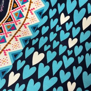 French Terry Alb Stoffe Hand on heart, honest blue